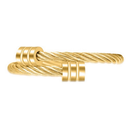 2 Tone Metal Cable Bangle Gold