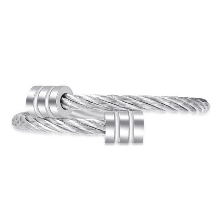 2 Tone Metal Cable Bangle Silver
