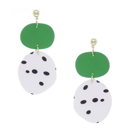 Polymer Clay Spot Disc Earrings Green