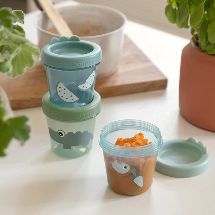 Baby Food Container 3-piece Croco Green