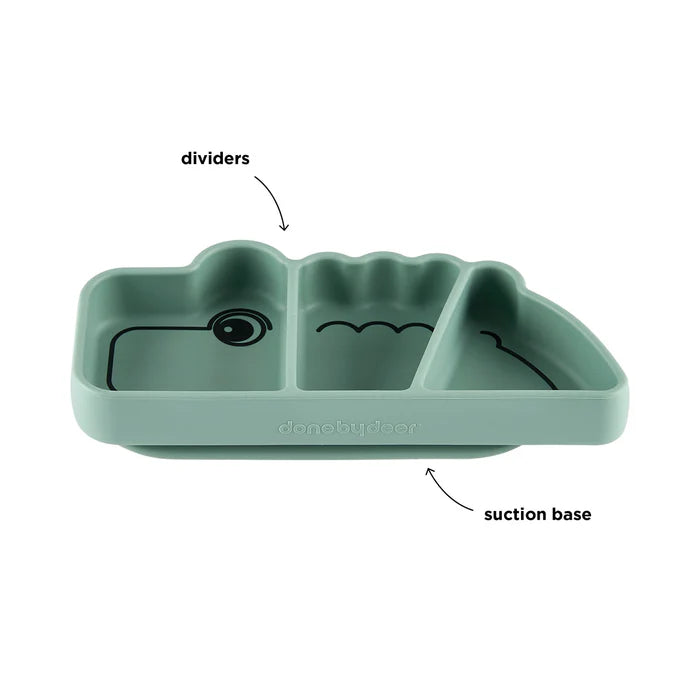 Silicone Stick&Stay snack plate Croco Green