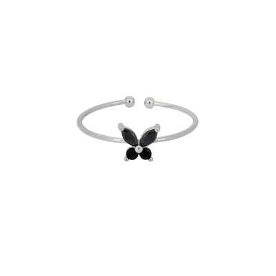 Black Butterfly Ring Silver