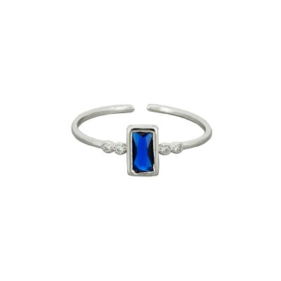 Silver Blue Crystal Zoe Ring