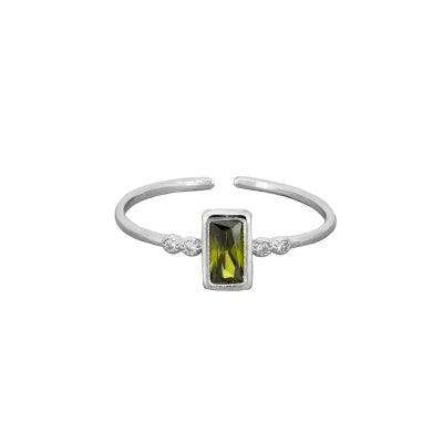 Silver Emerald Crystal Zoe Ring