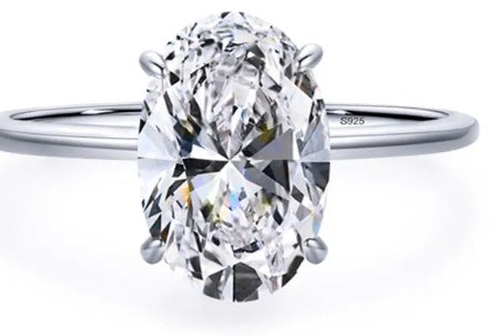 5ct Oval Cut Cubic Zirconia Sterling Silver Plated Ring (size 7))