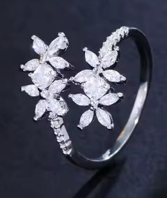 CZ Silver Fern Ring