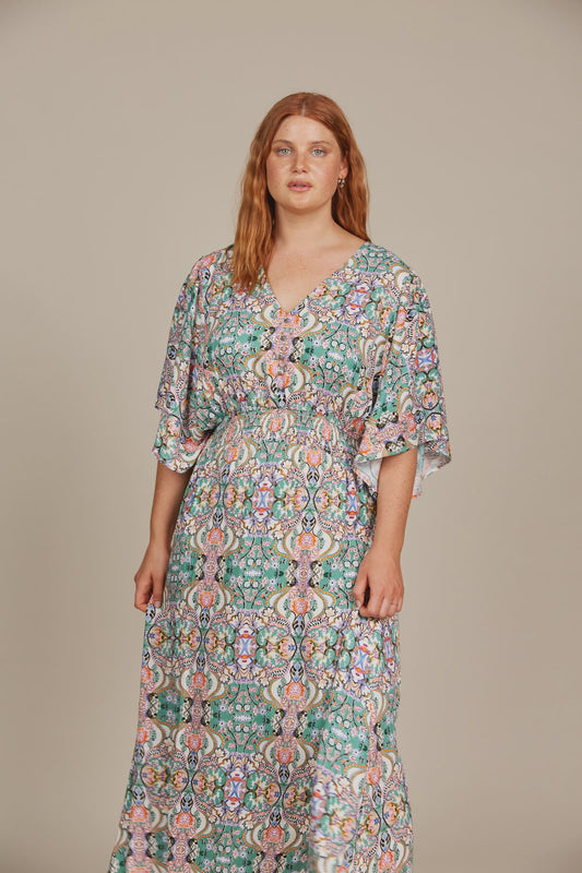 Esme Button Dress - Lotus Fleuron