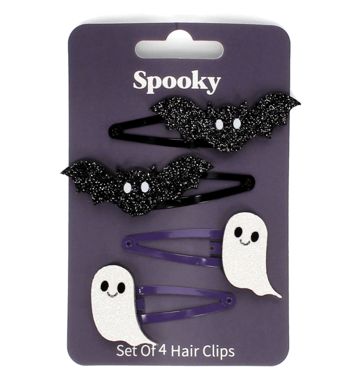 Glitter Hair Clips - Set 4 Spooky