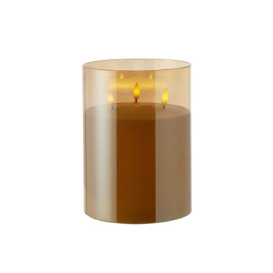 RG Amber Triflame Candle 15x15x20cm Amb