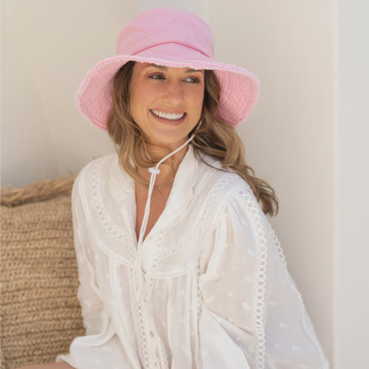 Teagan Medium Brim Pink Hat - Adult