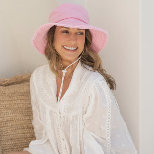 Teagan Medium Brim Pink Hat - Adult