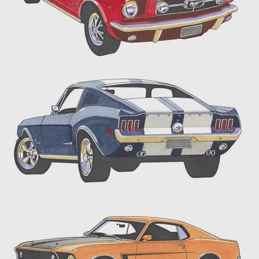 Tea Towel - Classic Cars Mustangs