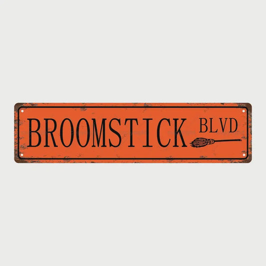 Broomstick Bvld Metal Orange Sign