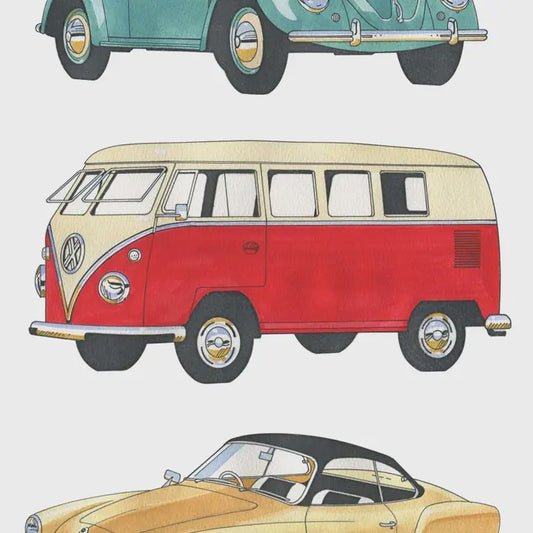 Tea Towel - Classic Cars Volkswagons