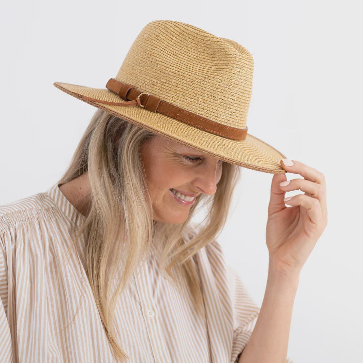 Lou Panama Natural Suede Trim Hat