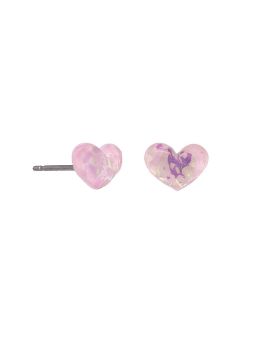 Primrose Pink Twinkle Heart Studs