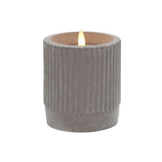 Que Led Grey Cement Pillar Candle Small