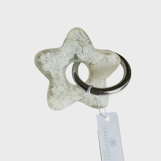 Star Resin Keyring - White