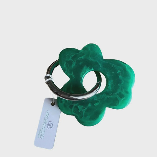 Floral Resin Keyring - Emerald