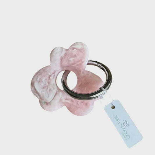 Floral Resin Keyring - Baby Pink