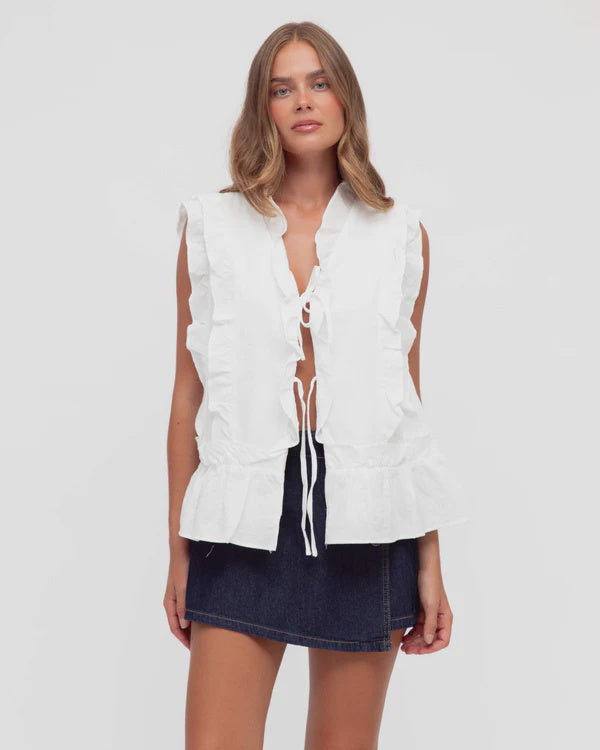 Valentine Ruffles Vest White