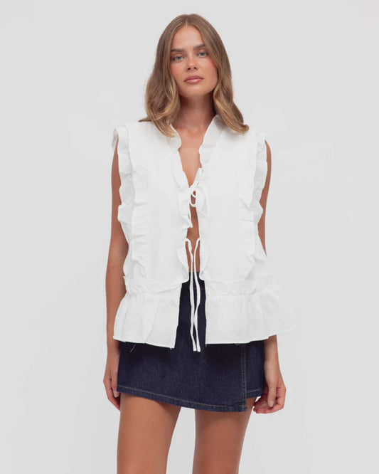 Valentine Ruffles Vest White