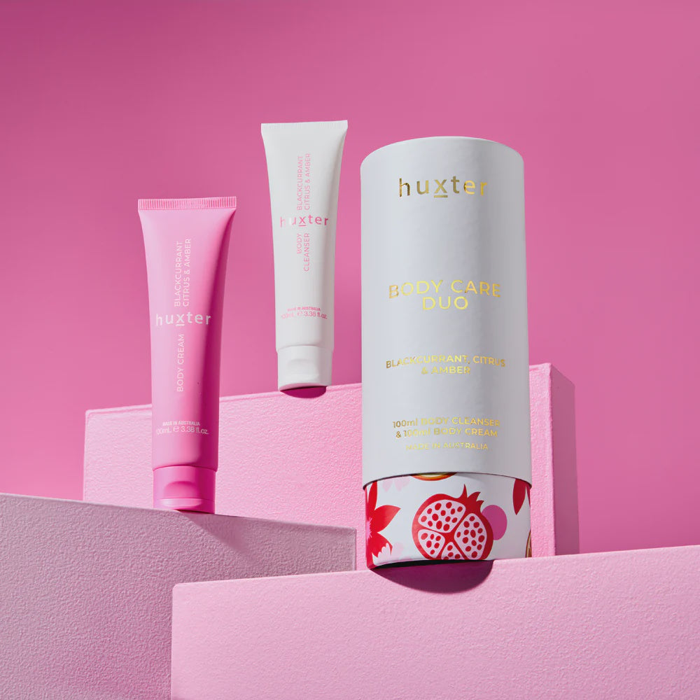 Body Care Duo - Xmas Flowers Collection - 100ml Body Cleanser & 100ml Body Cream - Blackcurrant, Citrus & Amber