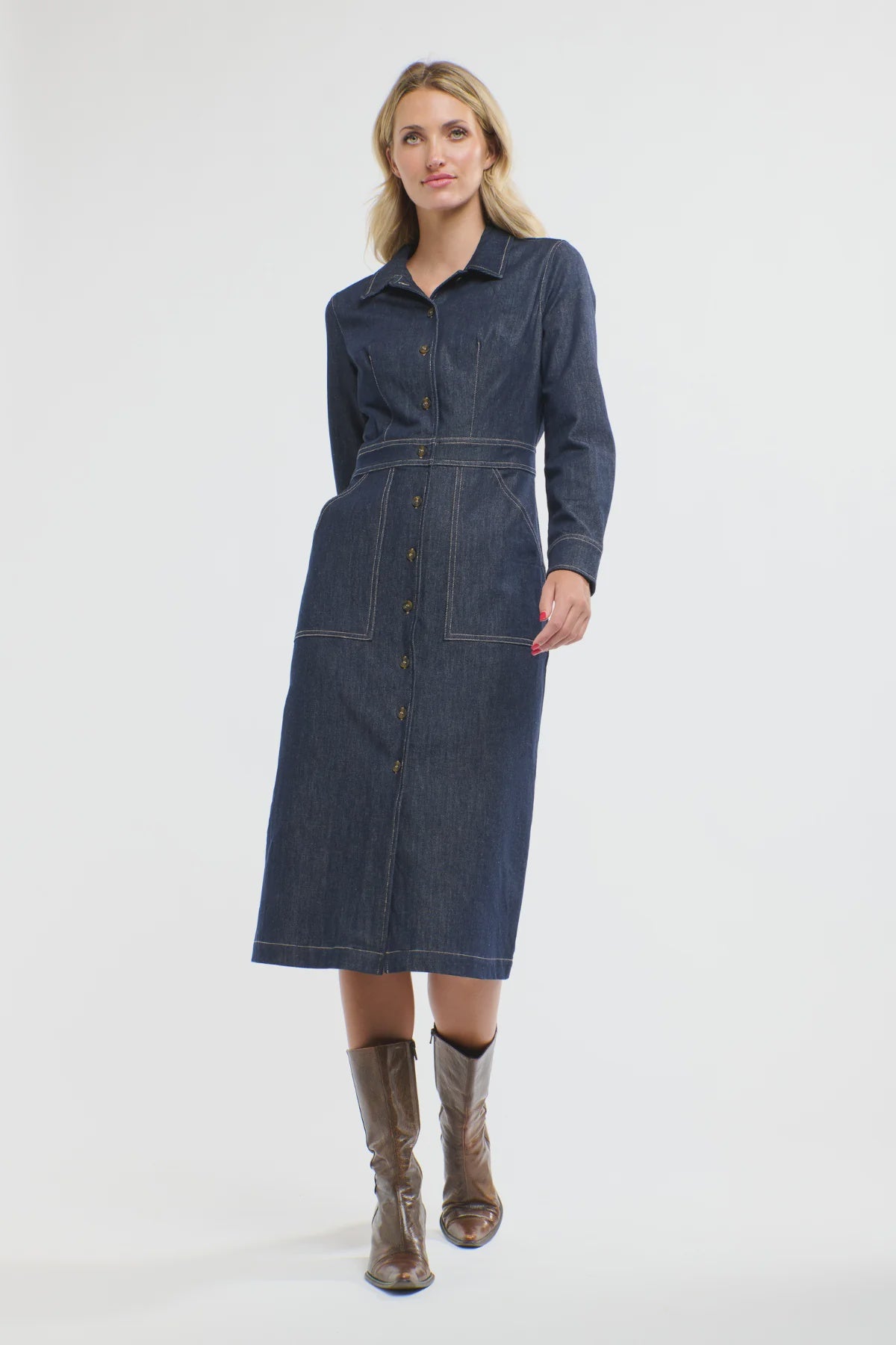 SABRINA DARK DENIM DRESS