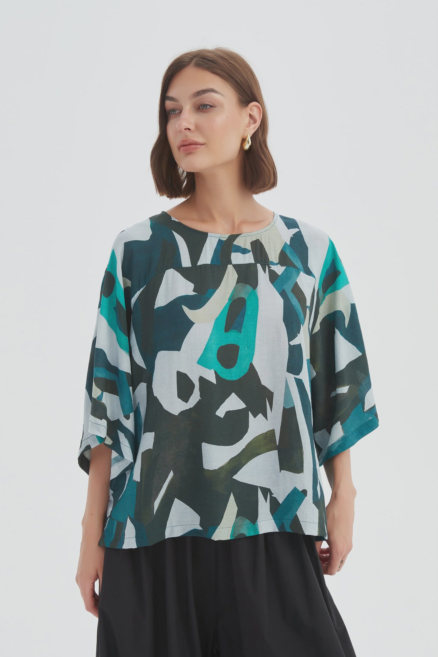 Wide Sleeve Print Top