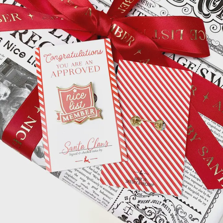 Nice List Member Christmas Enamel Pin (Red or Pink)