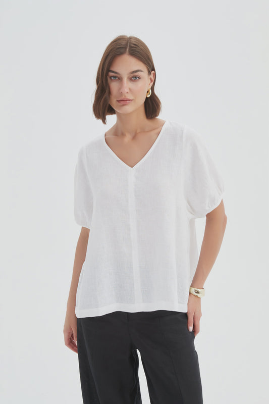 Bishop Sleeve Top - White