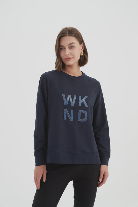 EMBOSSED METALLIC WKND SWEAT (MIDNIGHT BLUE & METALLIC BLUE)