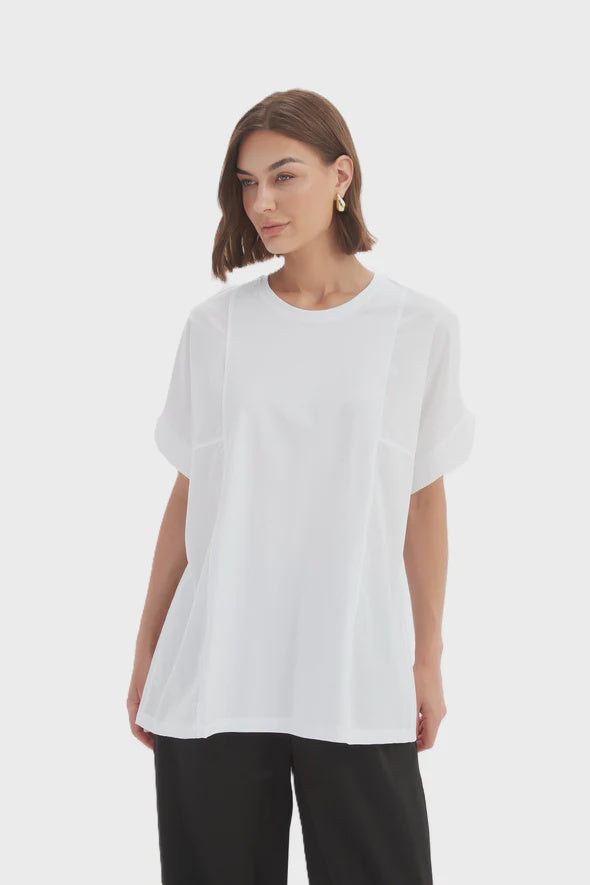 Boxy Panel Combi Tee White