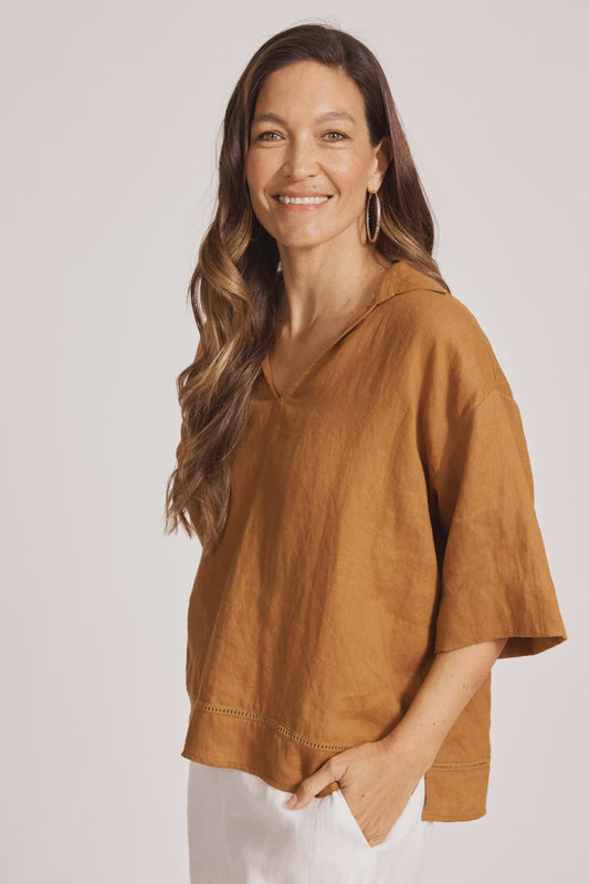 Miramar Collared Top Camel