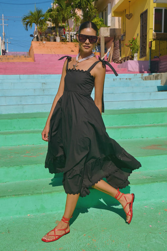Brasilia Tie Maxi Dress - Black