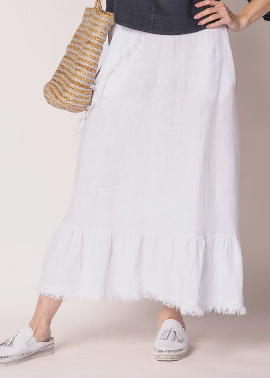 “Gessica Linen Skirt White