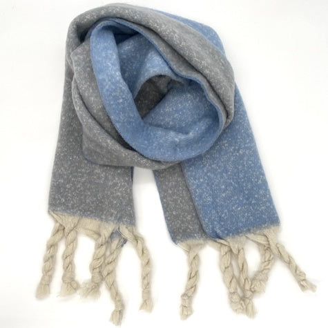 Charcoal & Blue Tassel Scarf