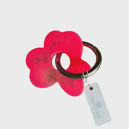 Floral Resin Keyring - Hot Pink