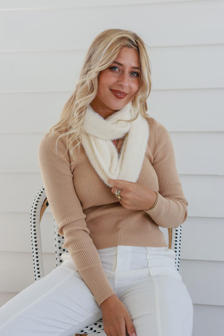 Elaina Winter White Snood Scarf