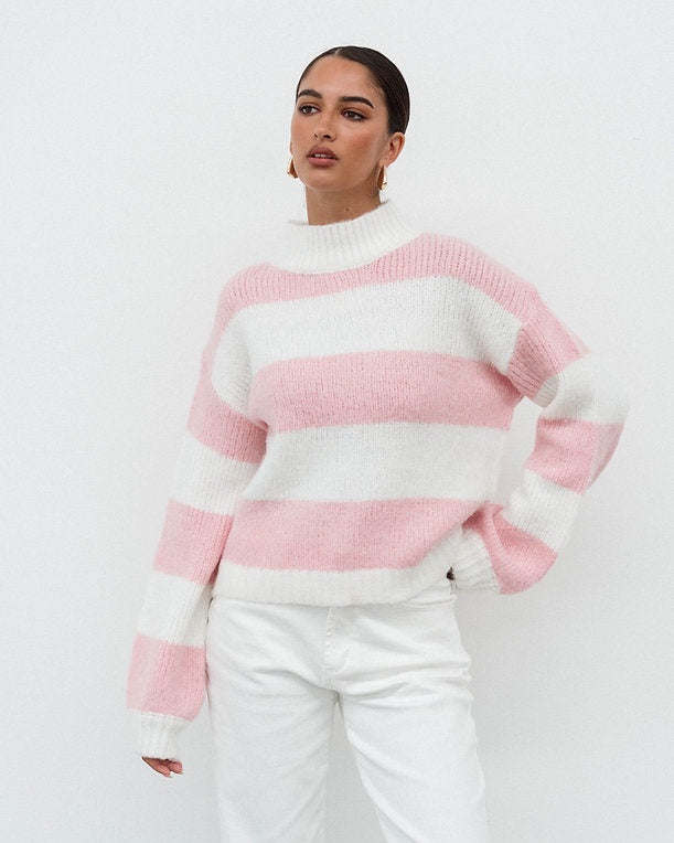 Billy Pink Stripe Jumper Wool Blend