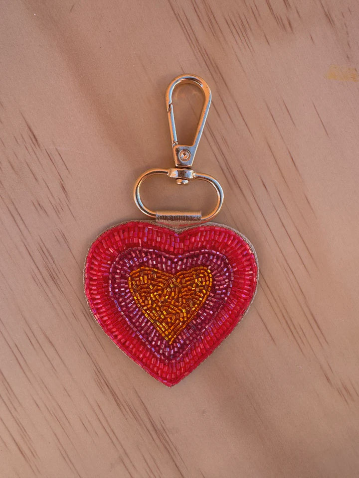 Heart Beaded Keychain