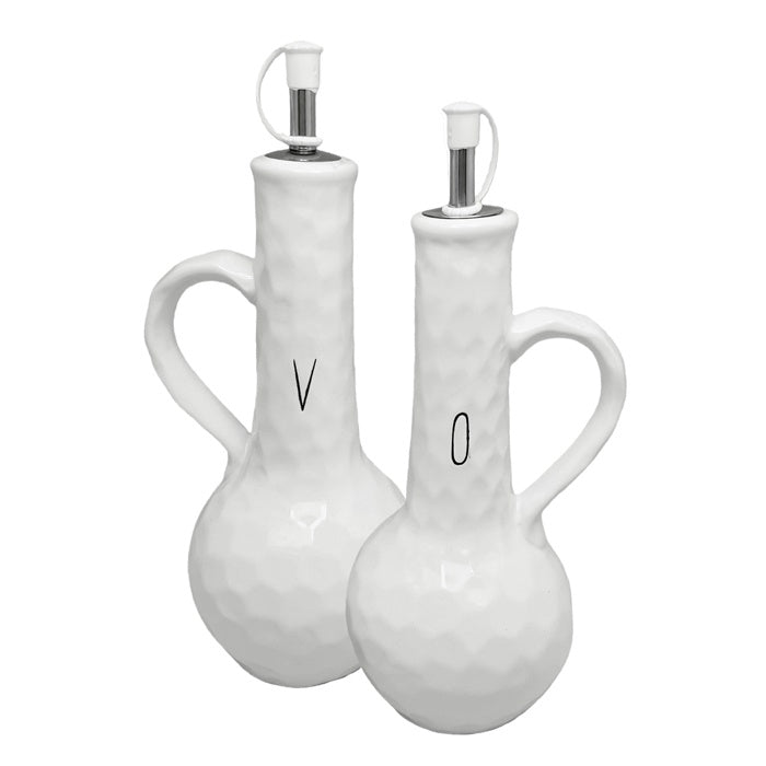 WHITE CERAMIC OIL & VINEGAR SET
