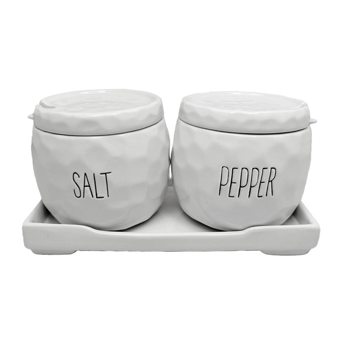 WHITE CERAMIC SALT PEPPER SET