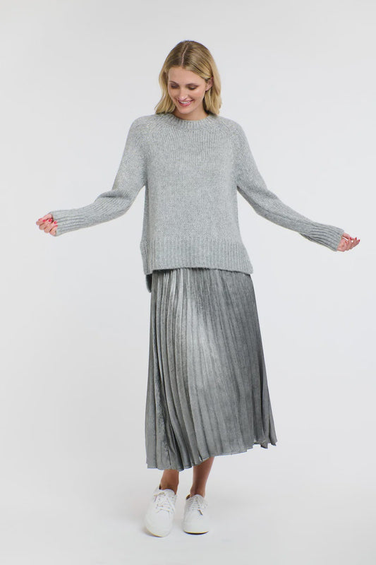 Metallic Skirt - Silver Pewter