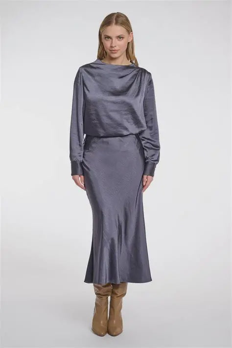 Vera Midi Skirt Night Grey - Size 10