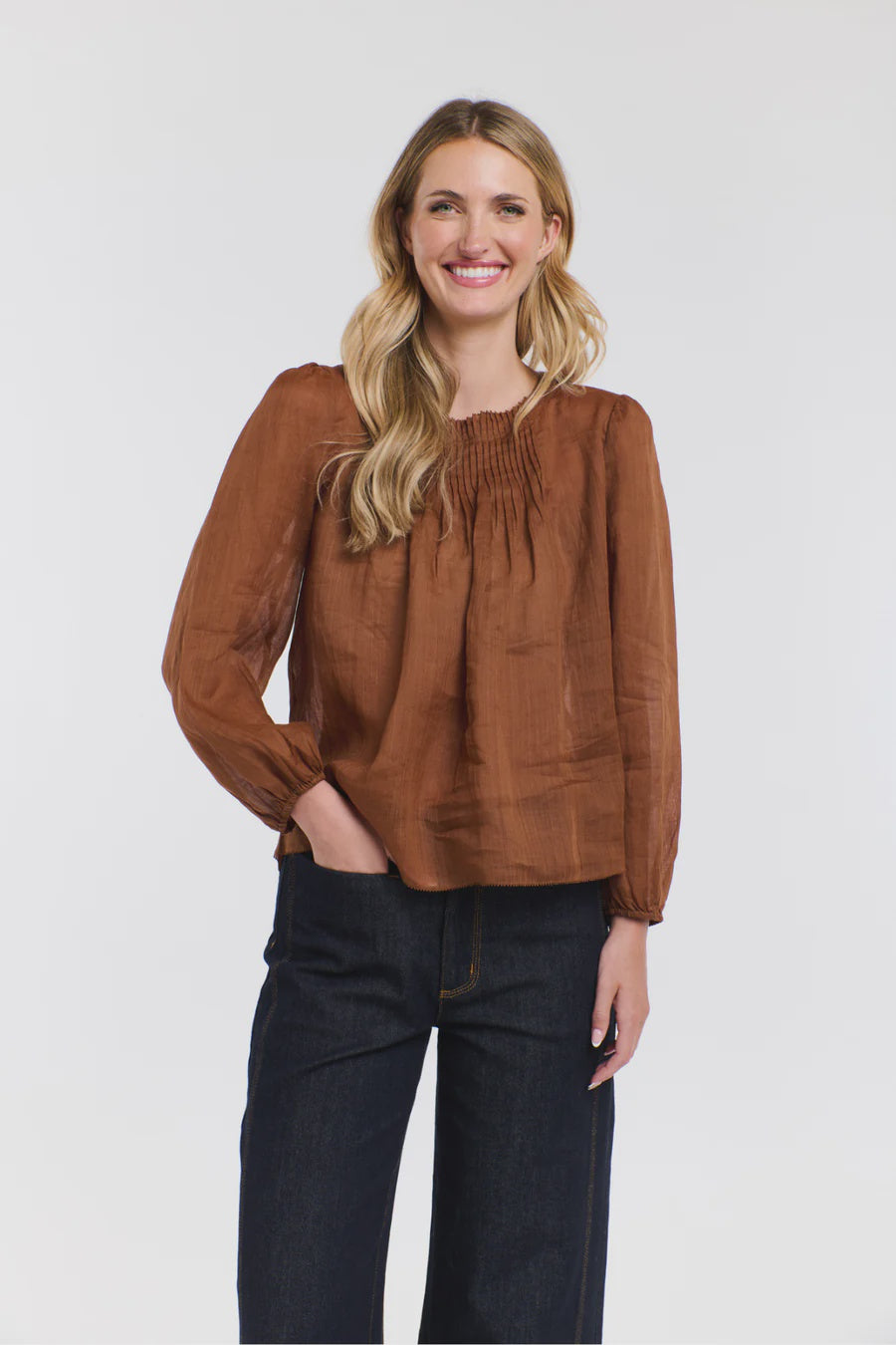 Ariel Long Sleeve Top - Brandy