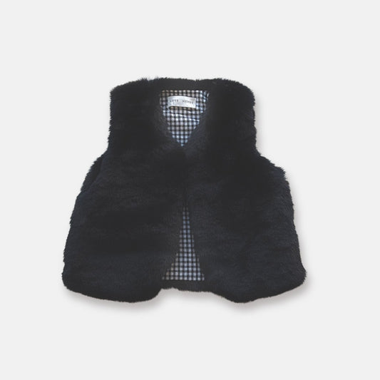 Girls Fur Vest - Navy