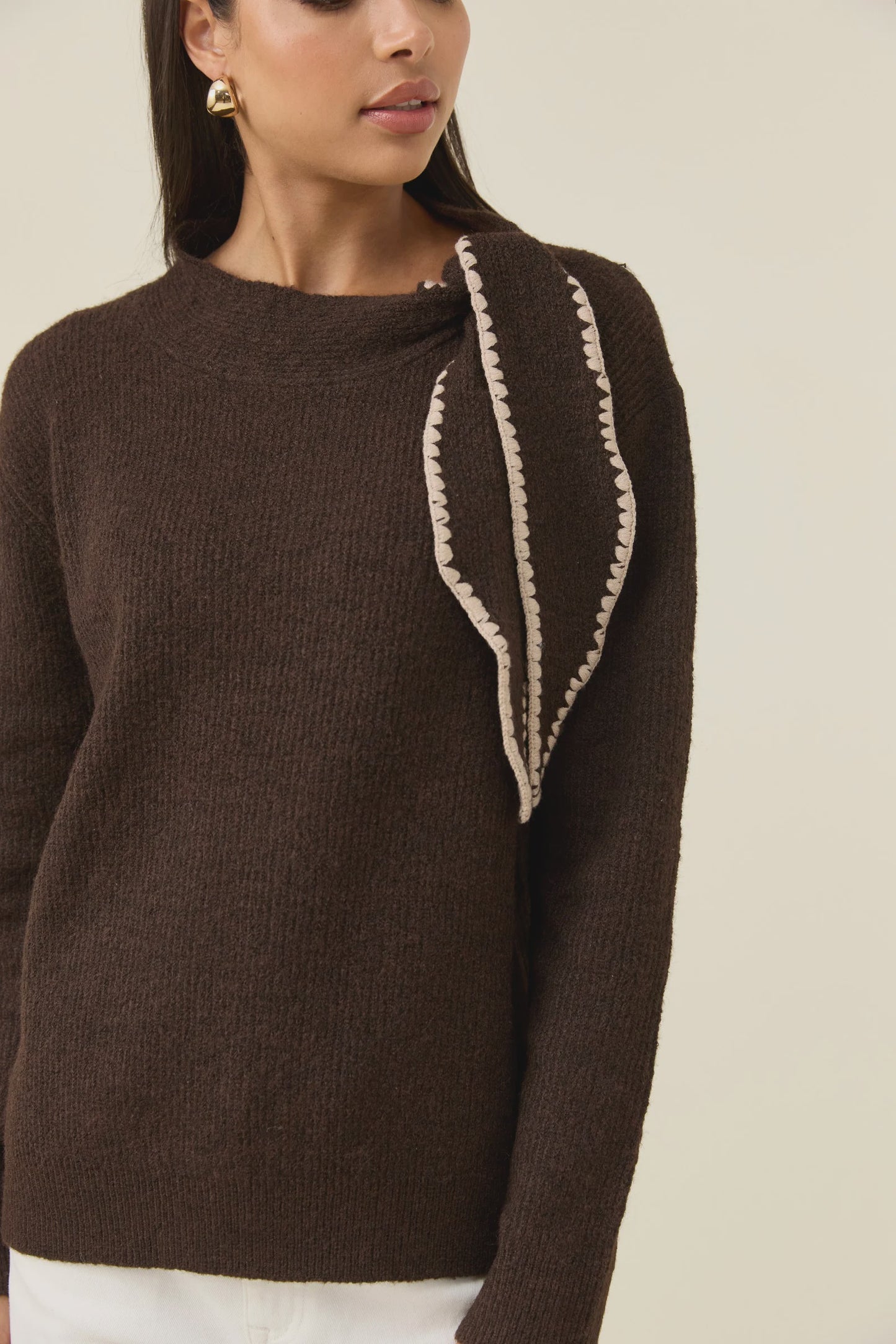 Athena Scarf Jumper Chocolate