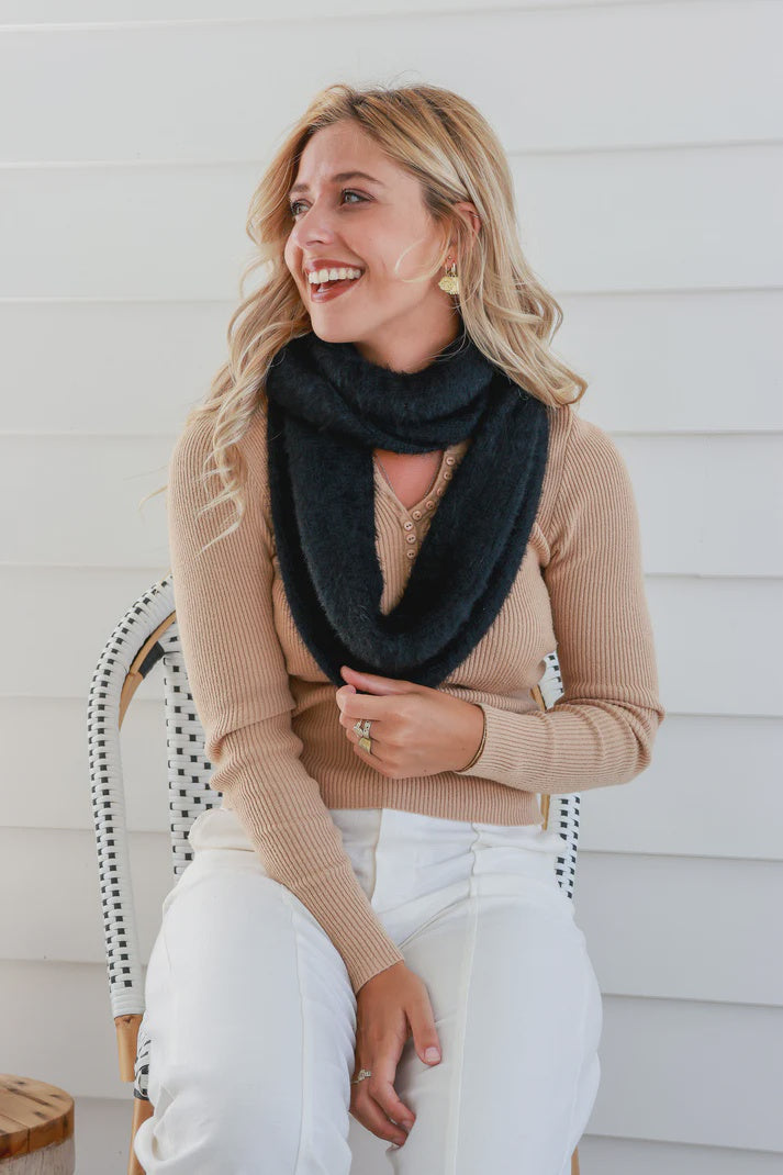 Elaina Black Snood Scarf