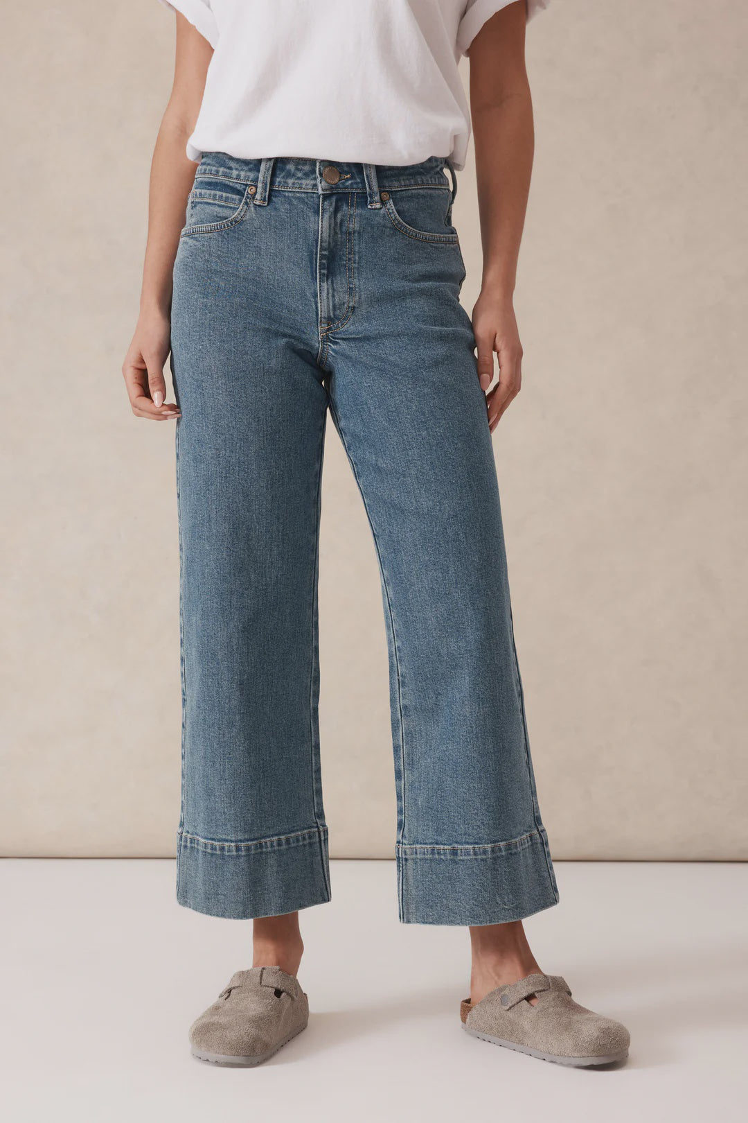 JUDE WIDE LEG CROP JEAN/MID INDIGO